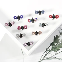 12 шт. мини цветок с кристаллами стразами Когти для волос Краб шпильки аксессуары украшения для волос заколки для волос для детей заколки для девочек