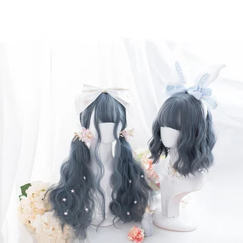 

JINKAILI Long Wavy Wig Synthetic Hair Bangs for Women Natural Black Color Wig for 26 Inch Cosplay Wig