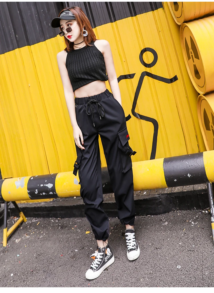 Kpop Blackpink Jisoo одинаковые хип-хоп спортивные брюки уличная черная свободные брюки женские корейские осенние Дикие повседневные брюки с высокой талией