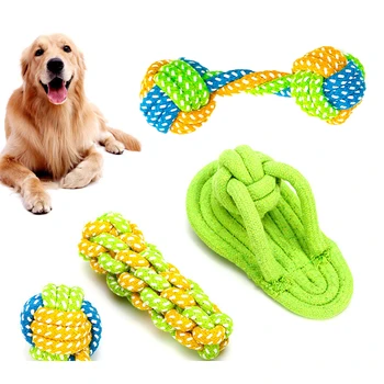 

New Transfer Pet Supply Dog Toys Dogs Chew Teeth Clean Outdoor Training Fun Playing Green Rope Ball Toy for Large Small Dog Cat