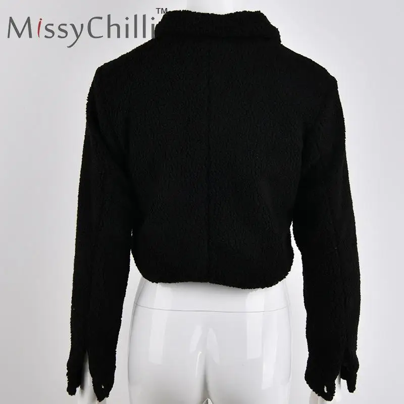 MissyChilli однобортное белое пальто из искусственного меха женская уличная Осенняя Меховая куртка Женская сексуальная черная короткая плюшевая зимняя куртка