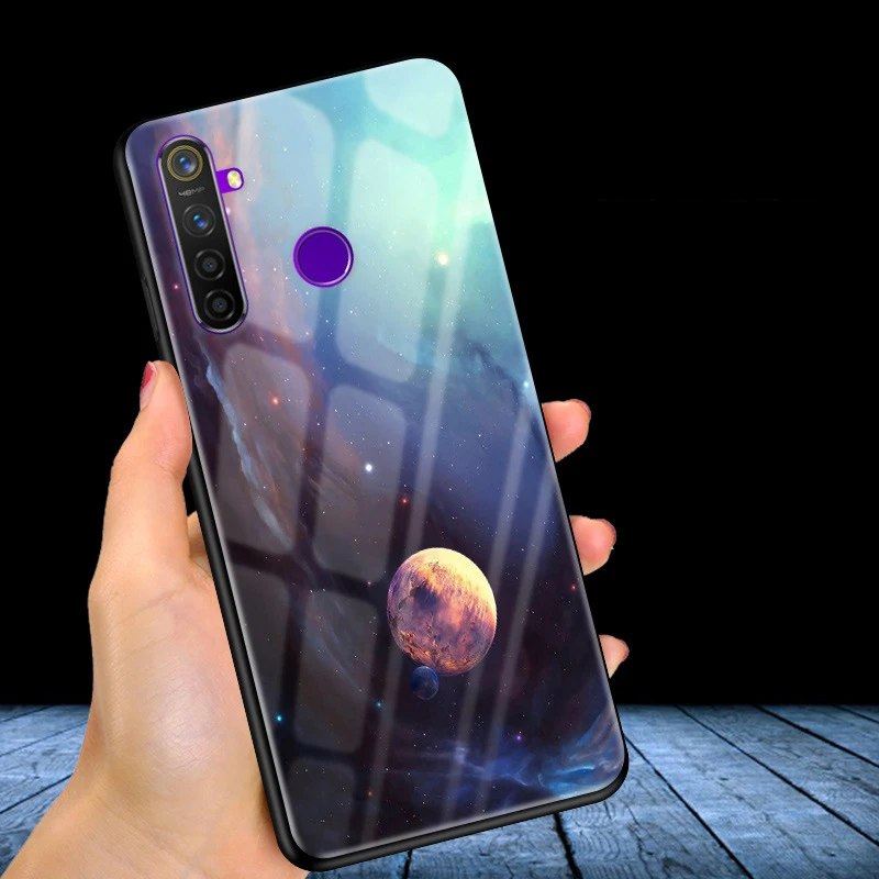 Для OPPO Realme 5 Pro Чехол оргстекло PC чехол для телефона черный ТПУ бампер чехол для OPPO Realme 5 Pro 5Pro Realme Q закаленный чехол