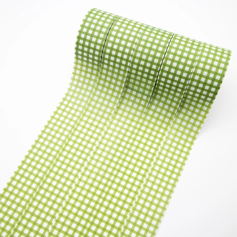 Olive Green Plaid Washi Tape Set Handmade Gift Masking Scrapbook Decorative Adhesive Paper Tape DIY Office Stationery 1PCS 5M