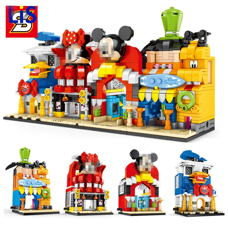 

In Stocks New Minnie Mickey Game House Street View Building Blocks Mini Bricks Castle 16008 Compatible Legoinglys 21317 21318