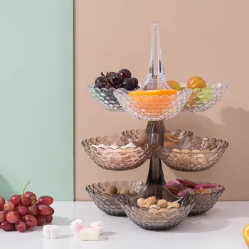 

Stacked European Storage Tray Fruit Plastic Plate Dried Fruit Snack Platter Bowl Table Candy Trays Rack Organizer Container