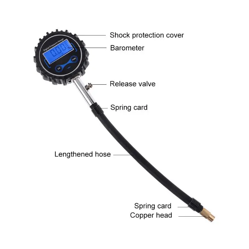 

Vehicle Tire Tyre Air Digital Pressure Gauge 0-200PSI Car Bike Motor Pressure Tester Monitor