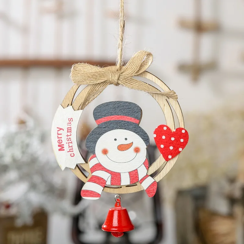 Новогодний декор с Рождеством деревянный Рождественский кулон с колокольчиком Рождественская елка висячие украшения для дома