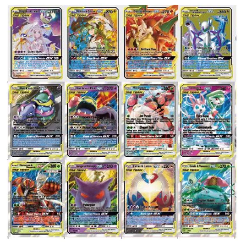 Poke mon Cards 60pc все бирки команды GX карты и карты Книга Быстрая