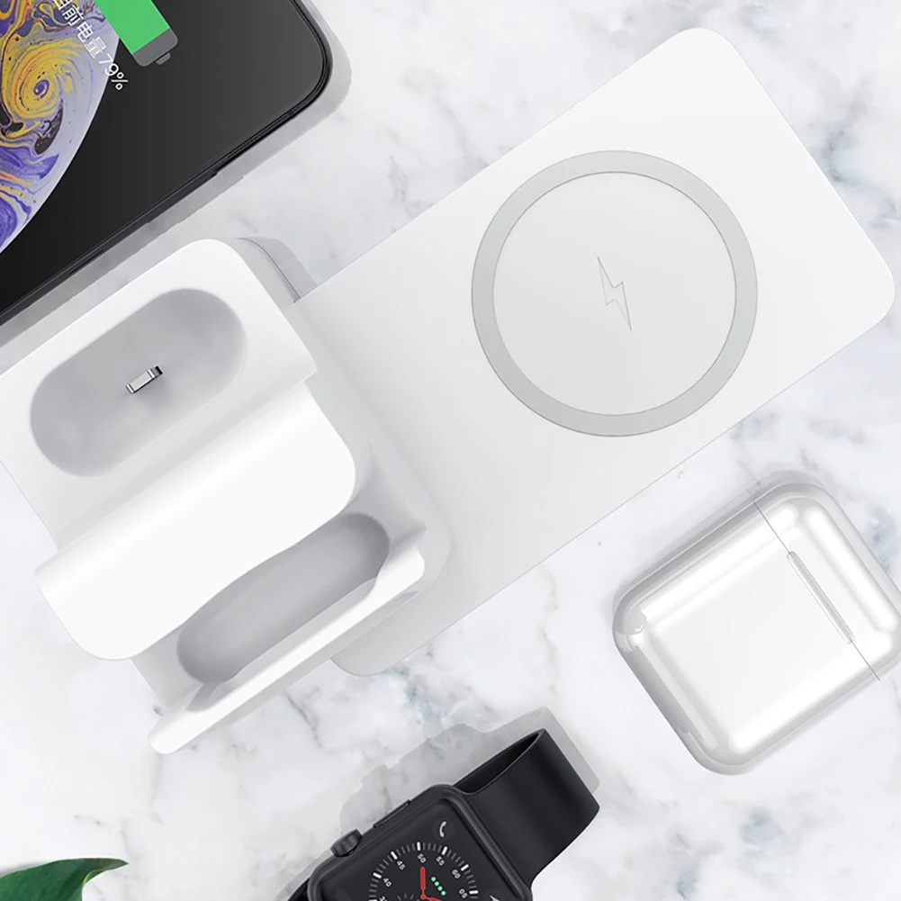 3 в 1 беспроводная зарядная подставка для iPhone 11 Pro Max Беспроводная зарядная док-станция магнитное зарядное устройство для Apple Watch 4 3 2 1 3в1