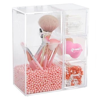 

Multifunctional Cosmetic Organizer Acrylic Dust-Proof with Cover Clear Makeup Brush Storage Box