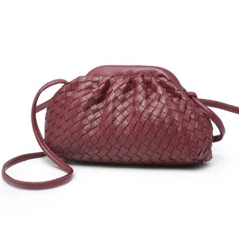 

New Woven Leather Women Cloud Bag Shoulder Bag Crossbody Handbag Purse Fashion Hand Clutch Bag Soft Woven Hobo Shoulder Bag