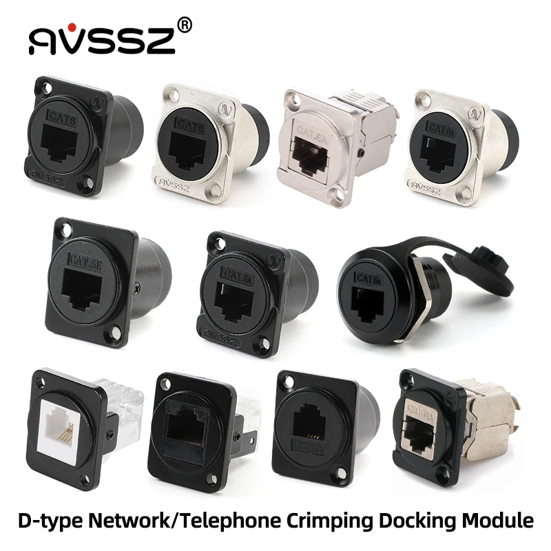 Avssz-conector de Rede com Base de Ancoragem Tomada de Telefone tipo d Redondo Crimpagem Rj45 Cat5e Cat6 Cat6a Rj45 Cat3 Rj11 Pólos