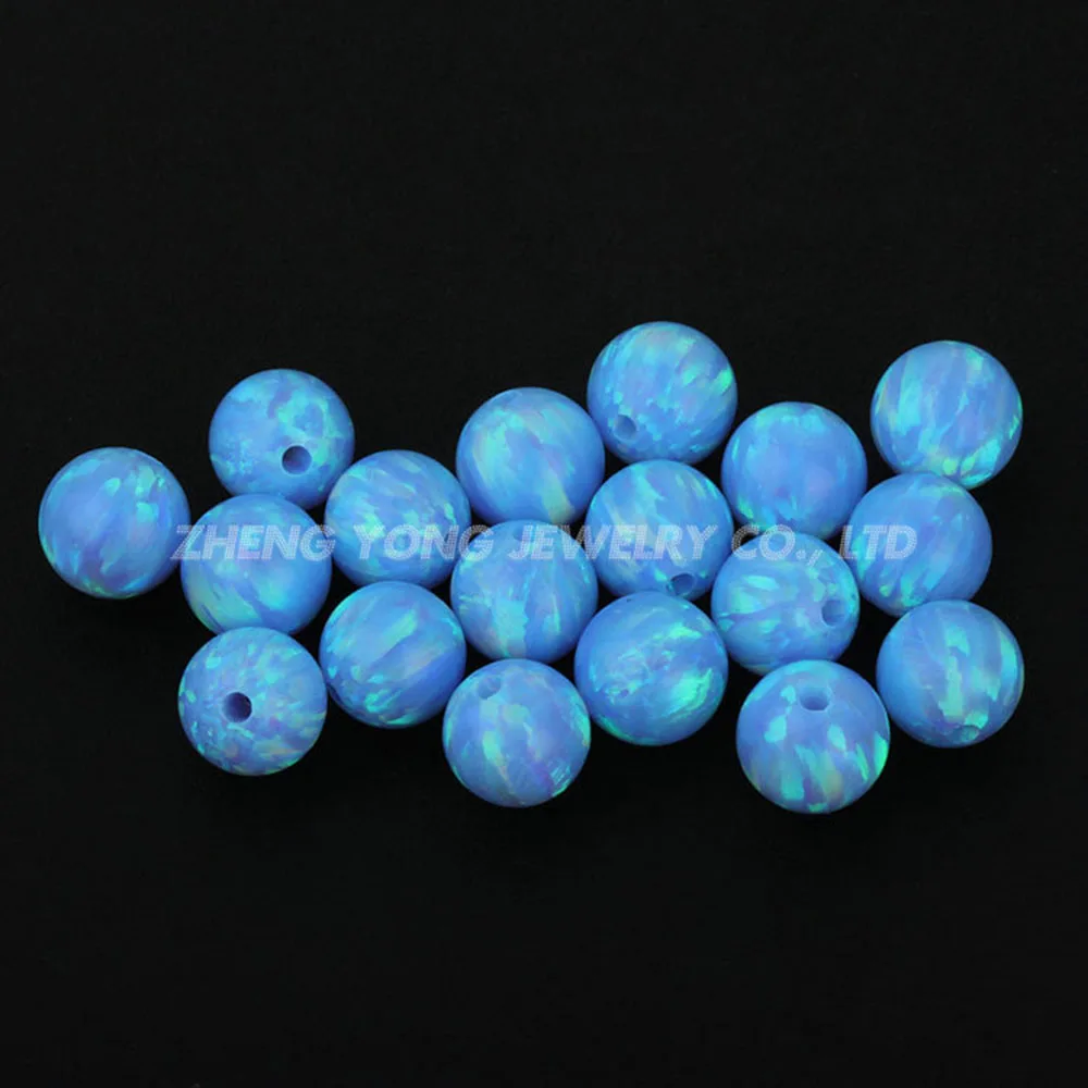 2mm to 8mm Light Blue Color Ball Cut Lab Created OP06 Opal Beads for Making Jewelry