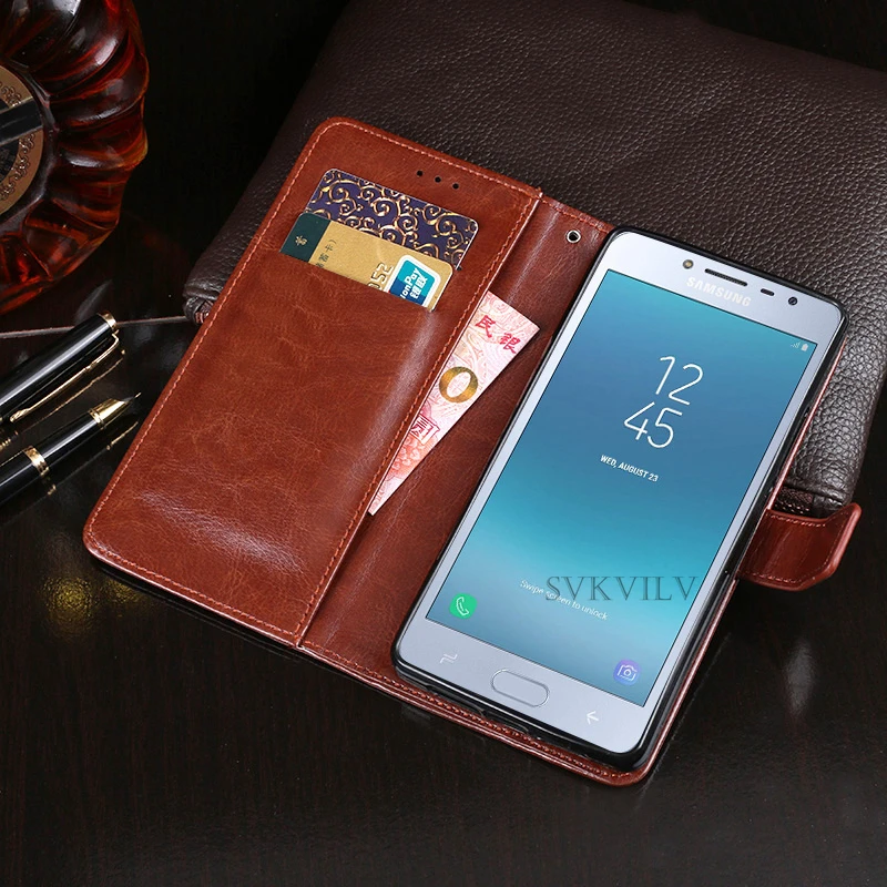 

J2 Pro 2018 J250F/DS Luxury Leather Flip Case for Samsung Galaxy J2 Core SM-J260F/DS Wallet Capa Soft TPU Silicone Cover