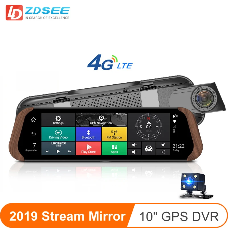 Автомобильный видеорегистратор LDZDSEE 2019 ADAS 4G 10 &quotс зеркалом заднего вида Full HD 1080 P