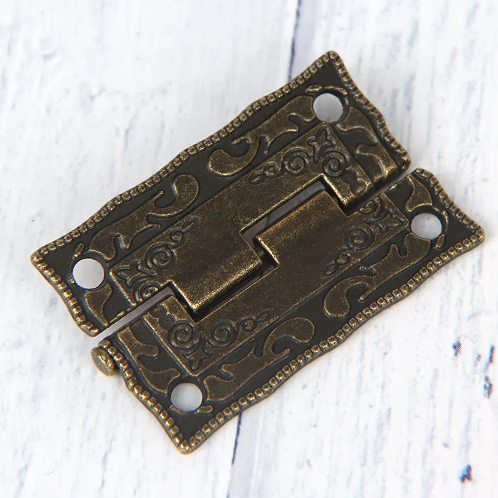 

4 PCS Antique Bronze Hinges Cabinet Door Drawer Decoration Vintage Hinge For Jewelry Wooden Box Furniture Hardware
