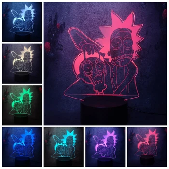 

Child Anime Sci-fi Movie Model Decor LED Gift Night Light Rick Sanchez Morty Figure 3D Bedroom Flash Table Lamp Lava RGB Bulb
