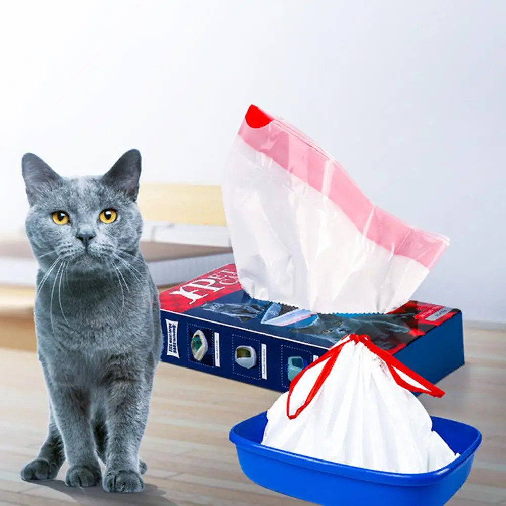 10Pcs Disposable Cat Kitten Litter Box Liner Bag Drawstring Pouch Pet