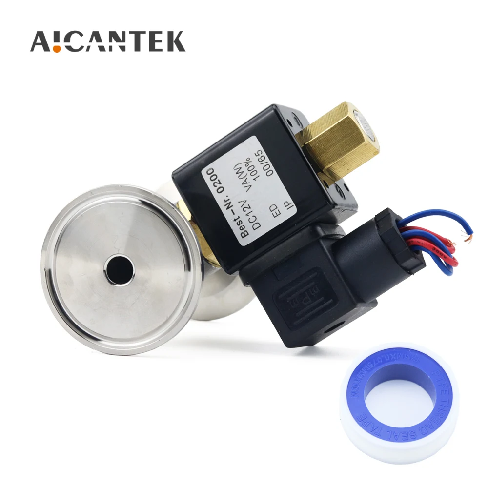 1/4&quot Normally Open Stainless Steel Solenoid Valve With Ferrule Fitting Tri Clamp Adapter For Oil Water Gas AC220V/110V DC12V/24V |
