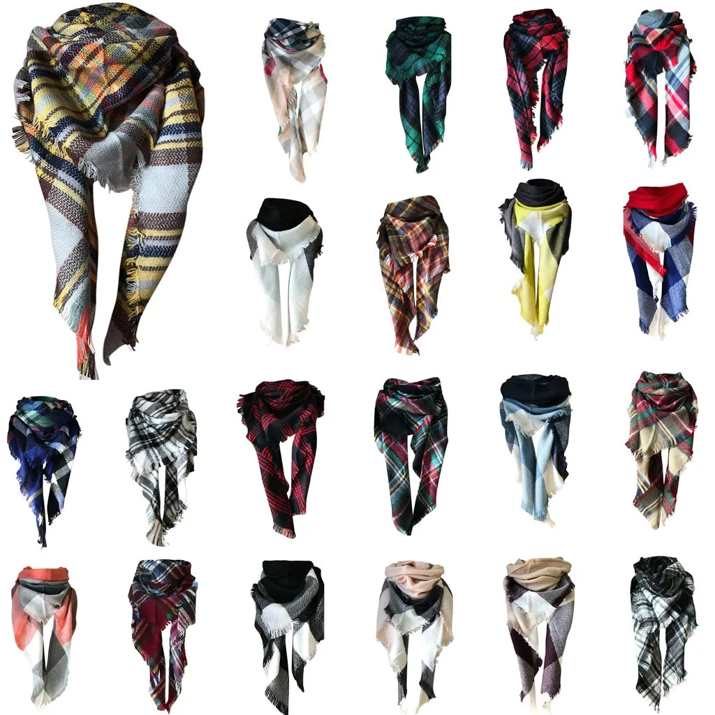 Женская теплая длинная шаль, цветной шарф, повседневный шарф, двусторонний большой женский шарф, пончо, женский зимний шарф