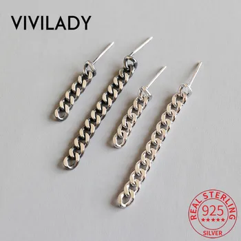 

VIVILADY Retro Tassel Chain Sterling-925silver-jewelry Women Stud Earrings Piercing Delicate Punk Party Jewelry Brincos