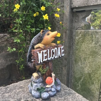 

Hedgehog Welcome Plate Decoration Animal Statue Courtyard Balcony Sculpture Resin Crafts Shops Garden Decoration R4648