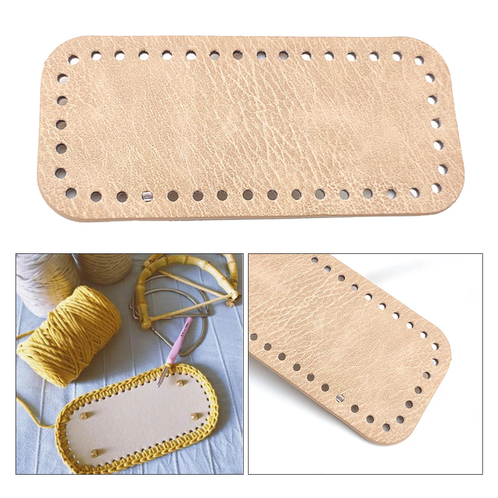 PU Leather Oval Long Knitting Crochet Bags Nail Bottom Shaper Pad Bag Cushion Base with Holes Handbag DIY Handbag Accessories