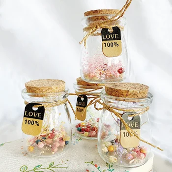 

Gift Drifting Bottle Fantasy Grass Real Flower Glass Bottle Starry Sky Rainbow Bottle Transparent Office Home Decor of Flowers
