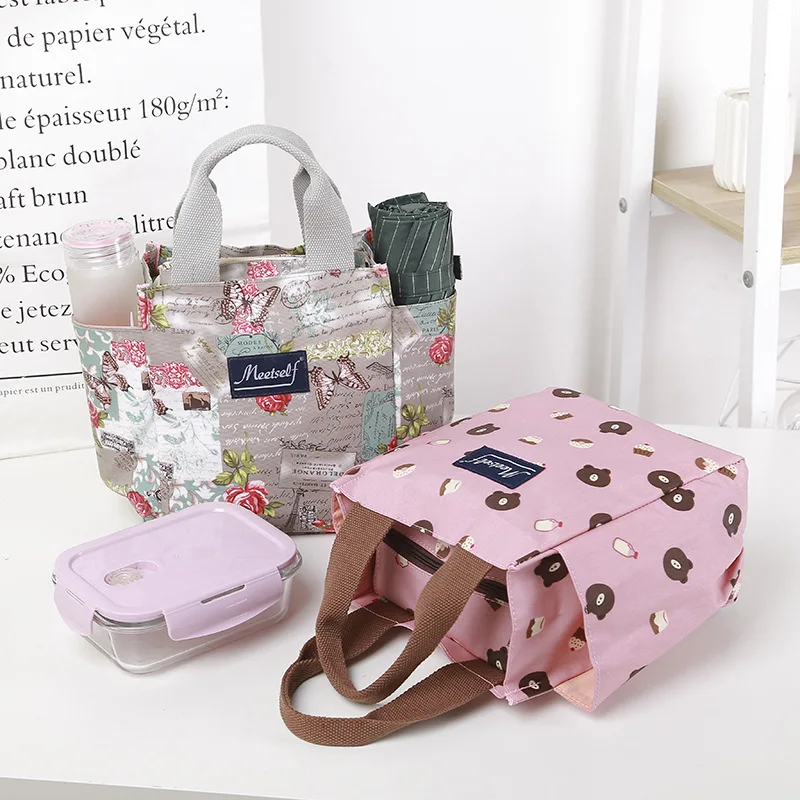 

Zipper Waterproof Bento Box Bag Lunch Bag Hand Diaper Bag Oxford Cloth Going to Work with Bag Mummy Bag Carrying Handbag
