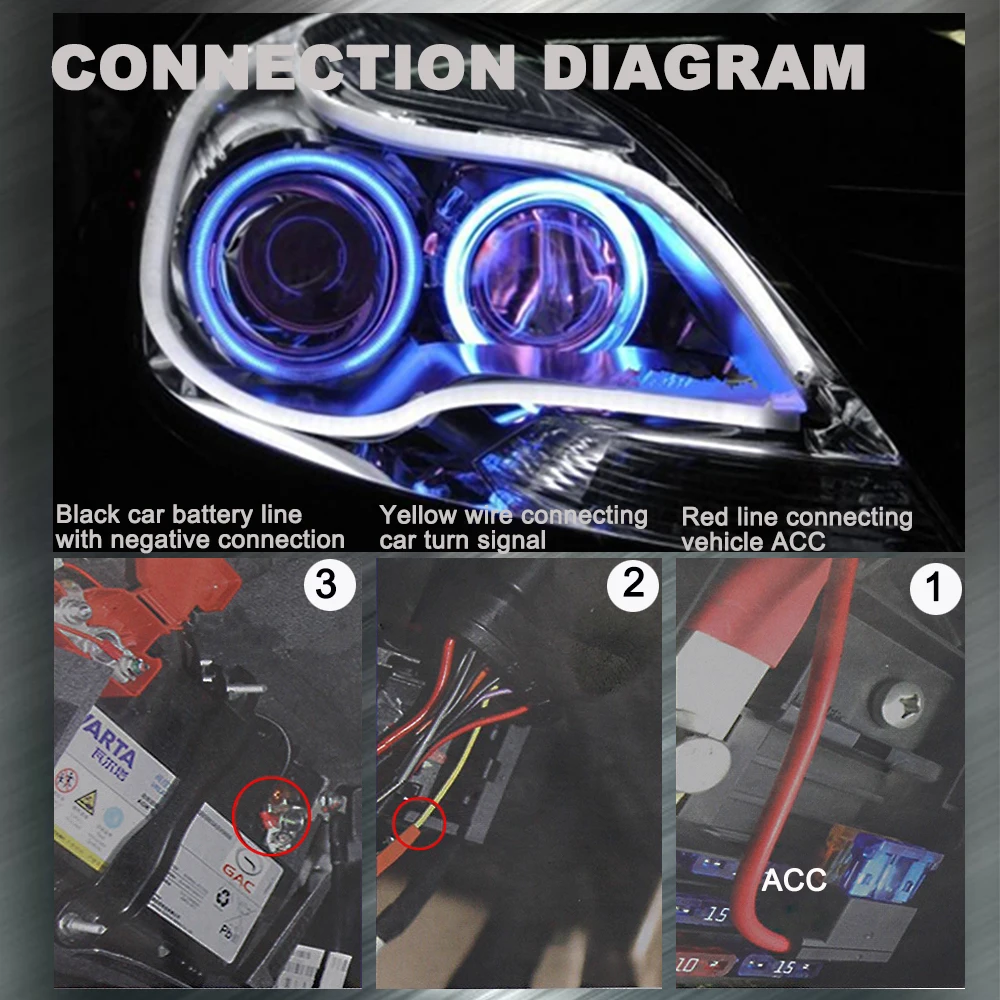 2 шт. водонепроницаемые гибкие автомобисветодиодный светодиодные дневные