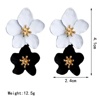 

CH-307 New Fashion Jewelry Big Double Flower Mixed Color Earrings For Women Summer Style Party Wedding Exaggerated Earrings