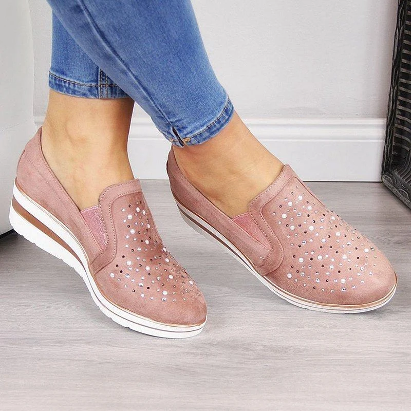 

Puimentiua 2019 Spring Women Casual Leather Flats Women Platform Sneakers Creepers Cutouts Slip On Flats Moccasins Shoes Woman