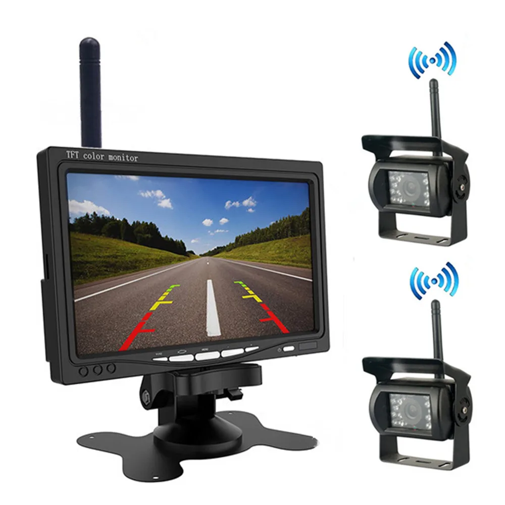 Беспроводной 7 &quotHD Автомобильный монитор + 2шт HD камера заднего вида для RV
