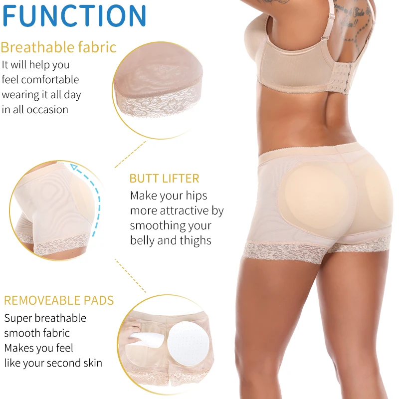 Women Booty Pads Panty Butt Lifter Control Panties Fake Hip