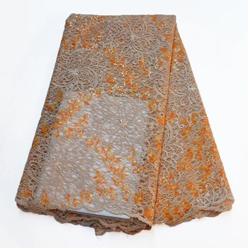 

2019 High Quality Latest Sequins Lace Fabric New Sequins African Lace Fabric Wedding French Tulle Lace Fabric Nigerican Wedding