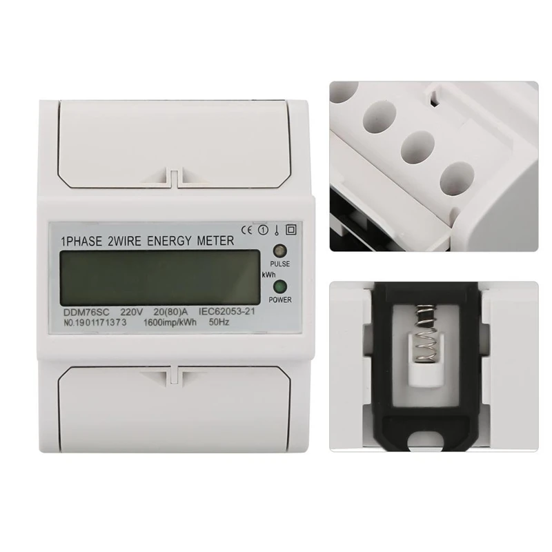 Однофазный 4P lcd din-рейка энергопотребление ваттметр счетчик энергии DDM76SC 20-80A