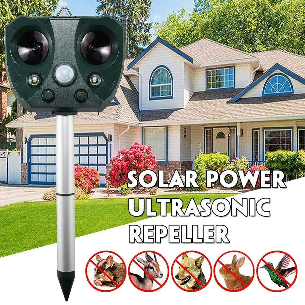 

Solar Power Ultrasonic Pest Animal Repeller Garden Cat Dog Fox Repellent Tool