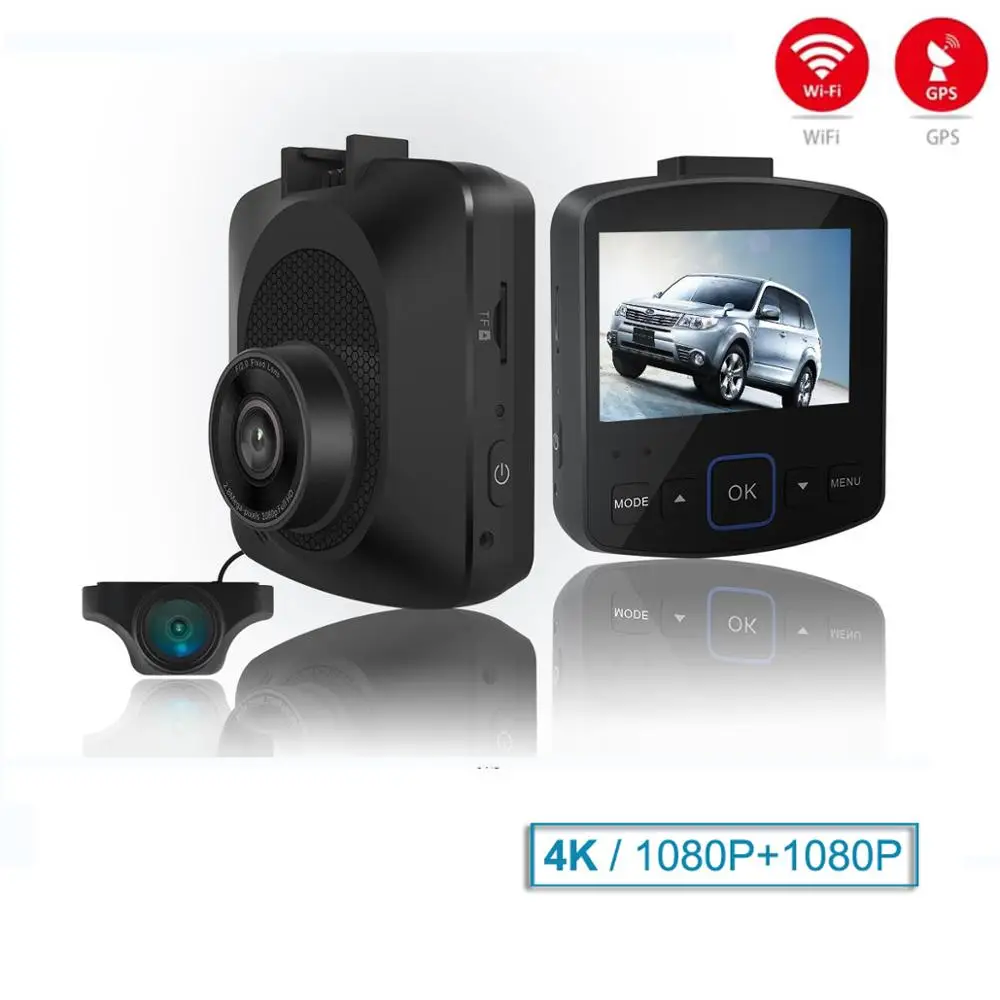 Новейший 4k dashcam wifi Автомобильный видеорегистратор для вождения с двойным объективом Full hd 1080P gps трекер видеорегистратор Автомобильная камера рекордер