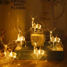 

LED Christmas Sika Deer String Light Elk Garland Lamp 1.5m 10leds 3m 20leds for New Year Xmas Holiday Party Landscape Decoration