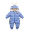 2022 Autumn Winter Overall For Children Infant Down Cotton Thickened Clothes Hooded Cartoon Baby Boys Girls Jumpsuit Baby Romper ► Photo 3/6