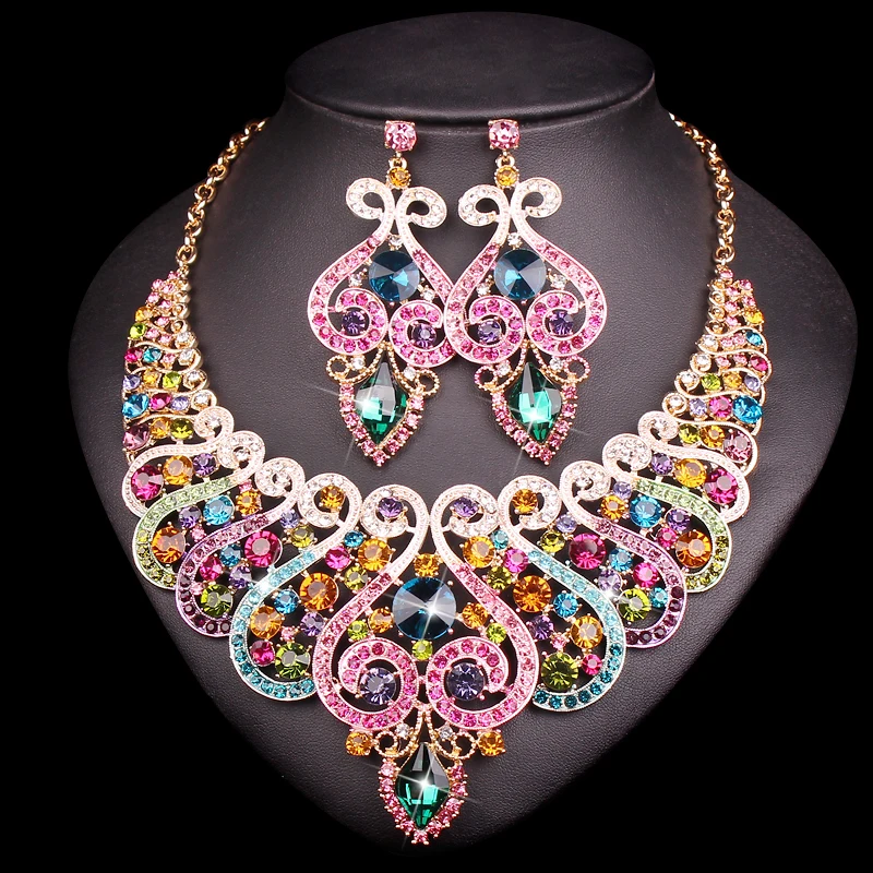 Роскошный свадебный комплект ювелирных изделий для свадьбы с украшением в виде