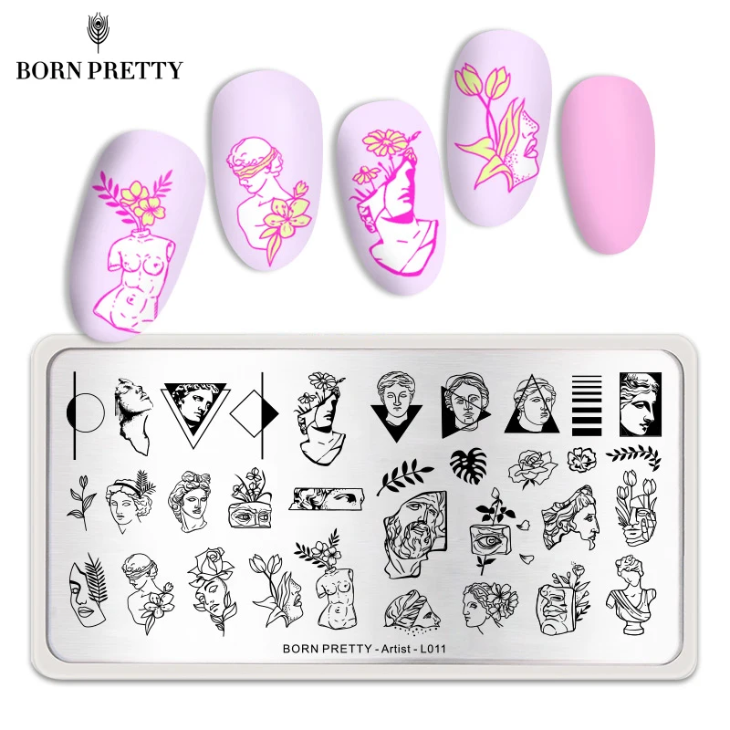 BORN PRETTY штампованные пластины для ногтей простые геометрические изображения