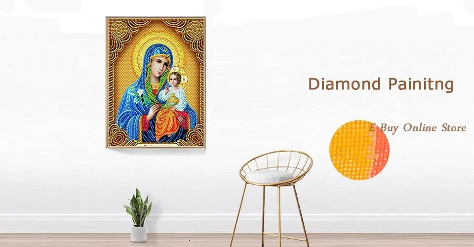 Huacan Diamond Painting Madonna Full Square Diamond Embroidery Religion Home Decoration 5D Diy Mosaic Rhinestone Gift