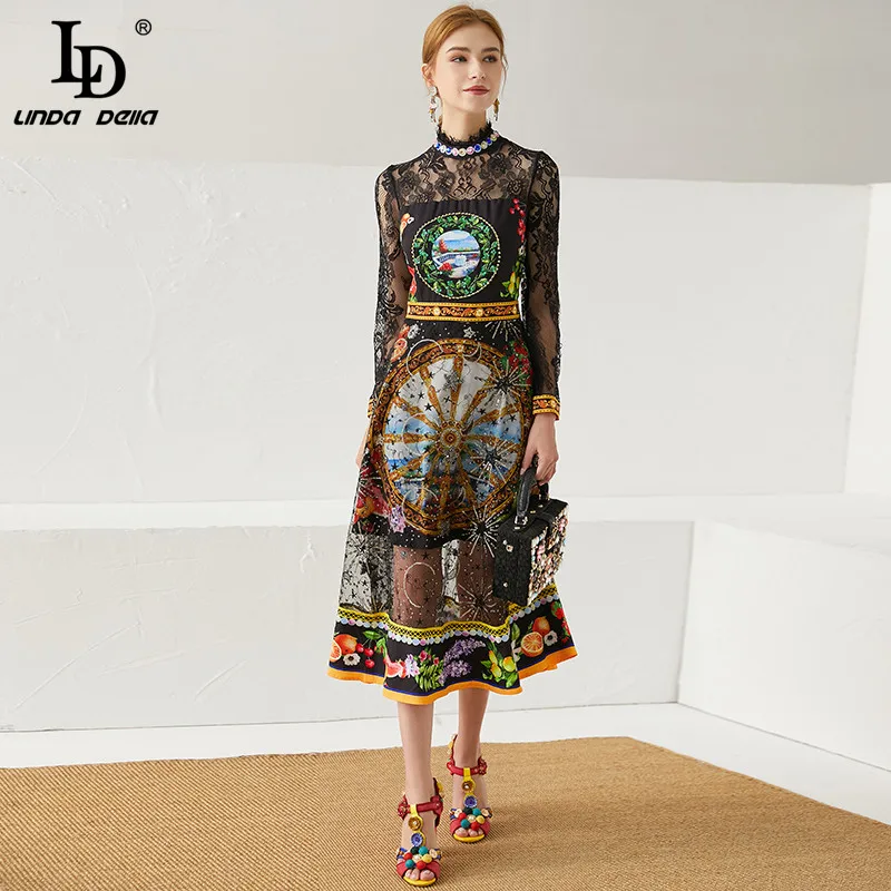 LD LINDA DELLA Autumn Runway Elegant Dress Women
