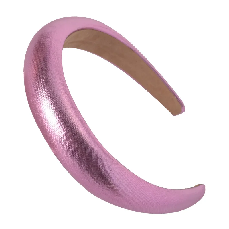 big pink Одноцветные мягкие повязки из искусственной кожи для женщин, губчатые повязки для волос, женские аксессуары для волос, ретро обруч для волос, головные уборы - Цвет: big pink