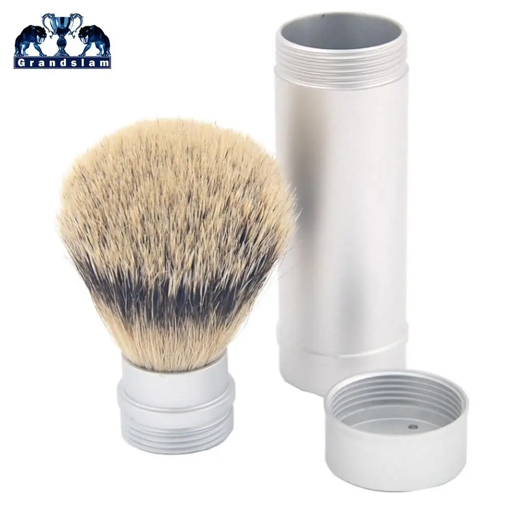 Men's Travel Silvertip Shaving Brush Customized Persional Beard Cleaning Aluminum Tube Handle Case Lightweight | Красота и