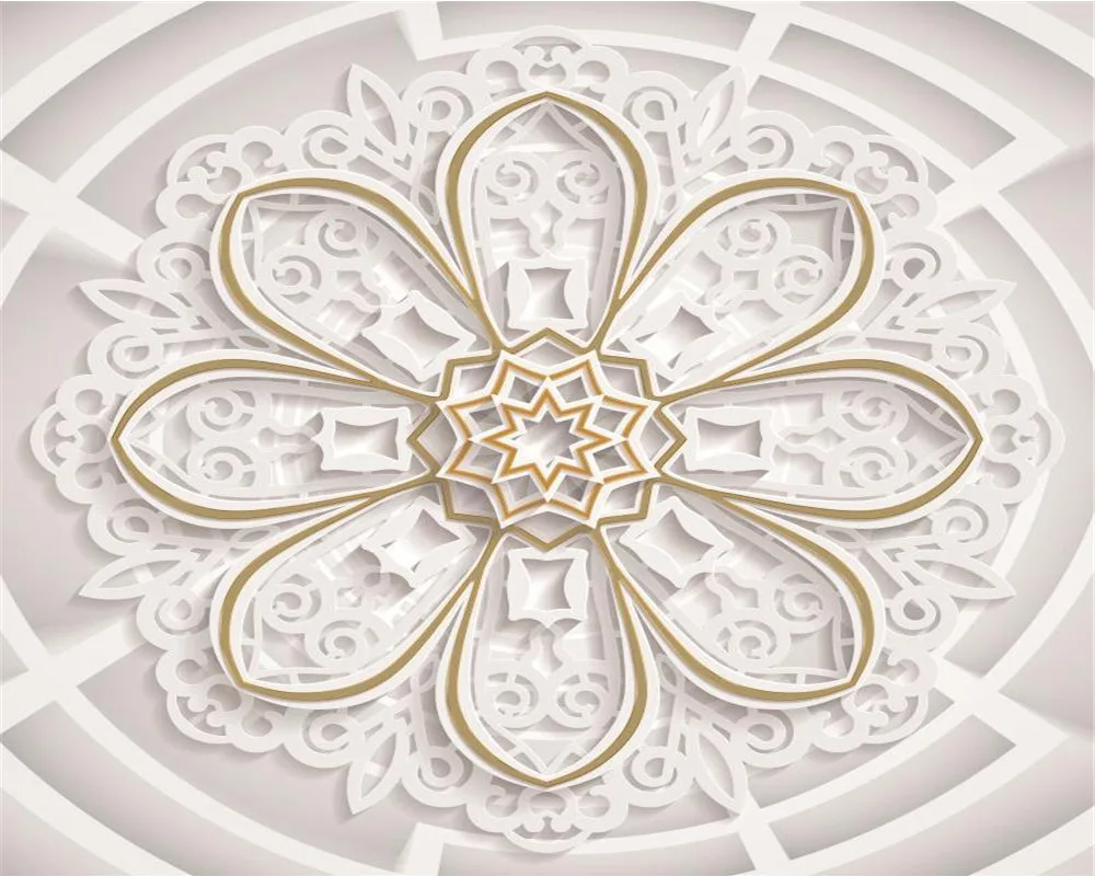 3d Home Wallpaper European White Embossed Flower Simple Atmospheric Zenith Decoration Environmental Protection Wallpaper