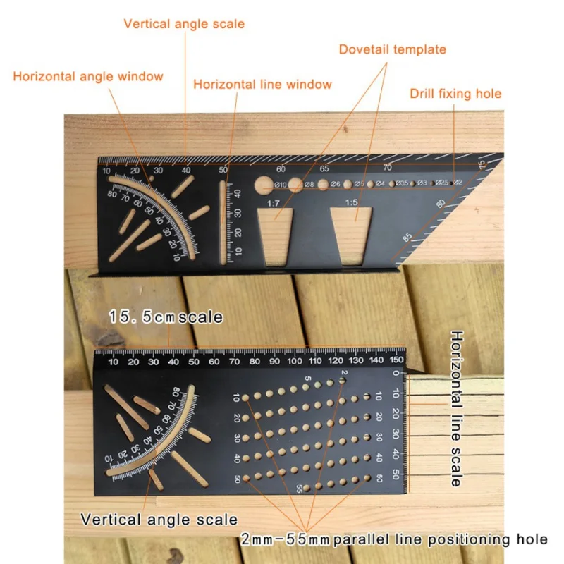 Угловая линейка из алюминиевого сплава 45 90 градусов 3D Mitre деревообрабатывающая измерительная линейка многофункциональная маркировочная измерительная линейка