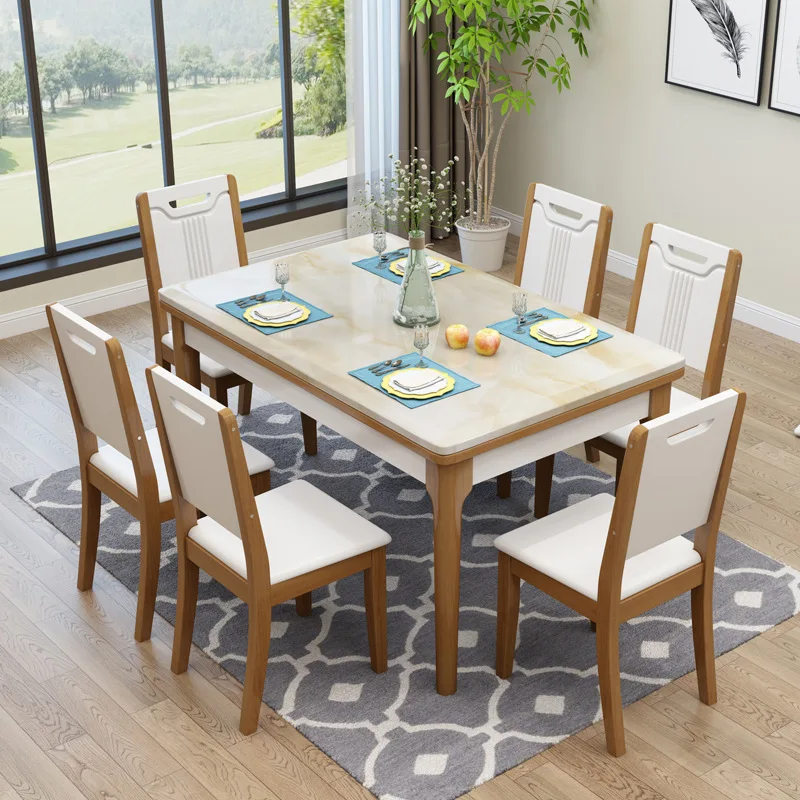 

Marble Dining Tables And Chairs Set Rectangular Household Eating Table Small Apartment 4 6 Dining Tables And Chairs Minimalist M