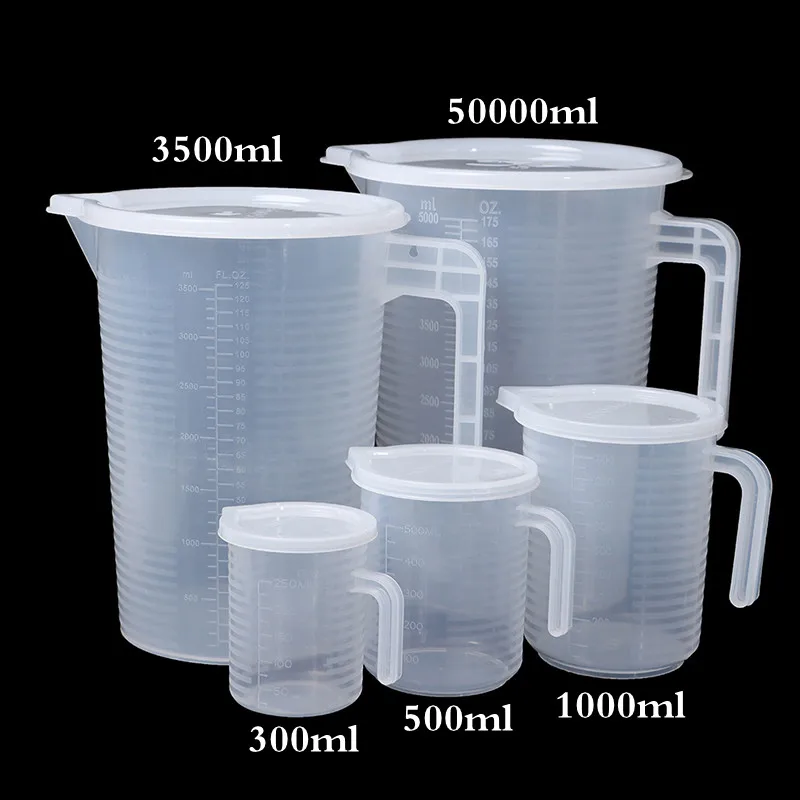 KitchenTools3005000MLClearPlasticMeasuringCupCupsWithLid
